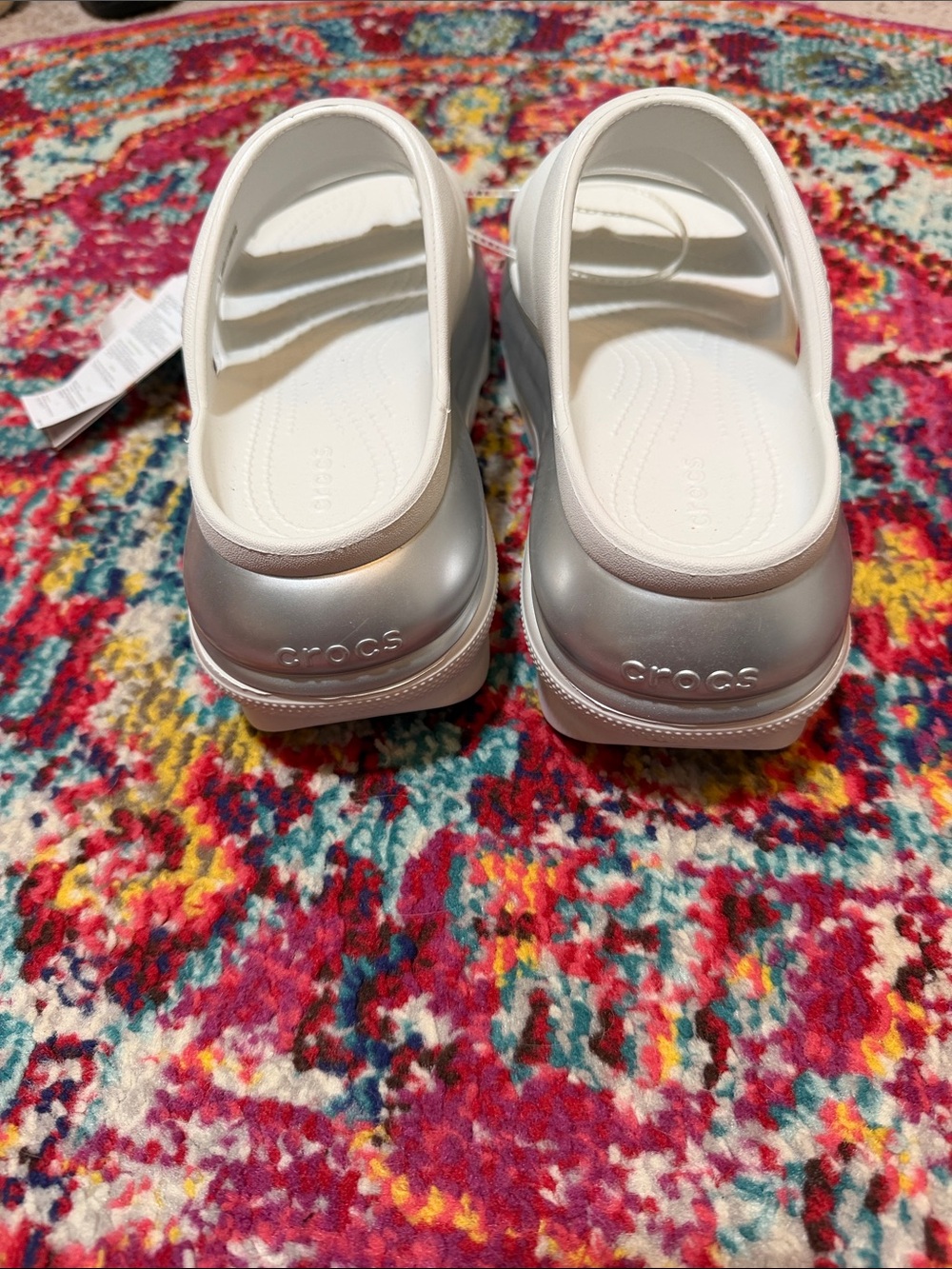 CROCS Women’s White Padded Strap Sandals - Picture 3 of 4